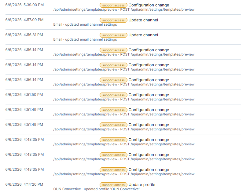 Tamper-evident audit log of every change